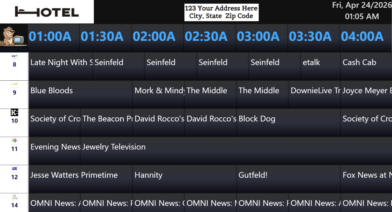 Custom scrolling TV guide preview